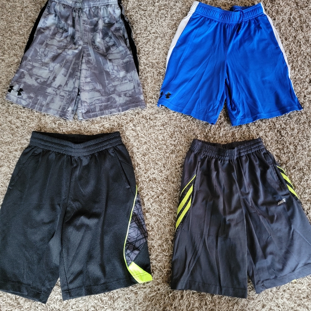 2 Under Armour shorts and 2 other brands Avia and Tek Gear BUNDLE Boys M 10-12